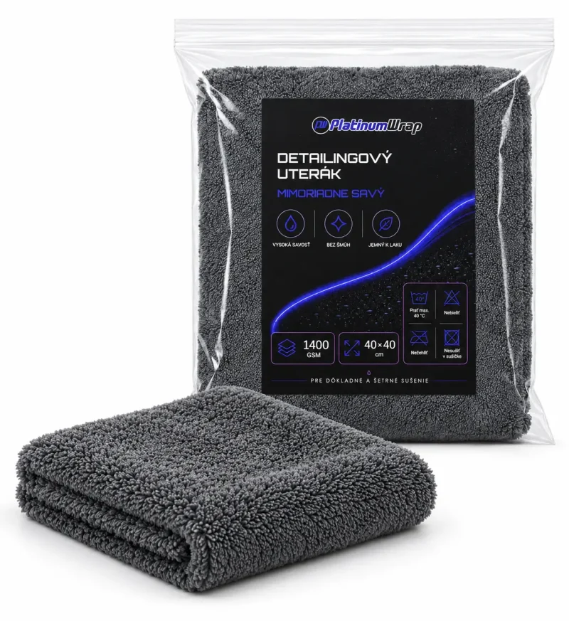 Detailingová utěrka na auto PlatinumWrap Twisted Pile – 40x40 cm, 1400 GSM